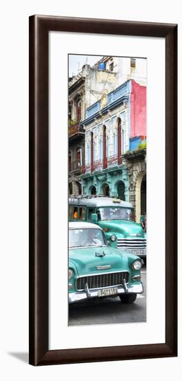 Cuba Fuerte Collection Panoramic - Green Classic Cars in Havana-Philippe Hugonnard-Framed Photographic Print