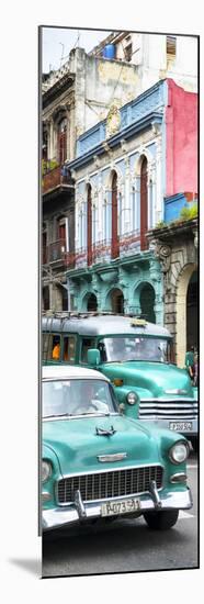 Cuba Fuerte Collection Panoramic - Green Classic Cars in Havana-Philippe Hugonnard-Mounted Photographic Print