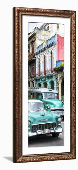 Cuba Fuerte Collection Panoramic - Green Classic Cars in Havana-Philippe Hugonnard-Framed Photographic Print