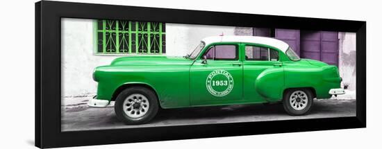 Cuba Fuerte Collection Panoramic - Green Pontiac 1953 Original Classic Car-Philippe Hugonnard-Framed Photographic Print