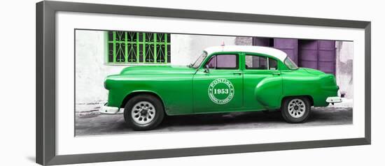 Cuba Fuerte Collection Panoramic - Green Pontiac 1953 Original Classic Car-Philippe Hugonnard-Framed Photographic Print