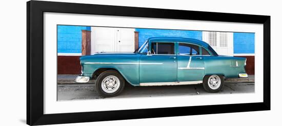 Cuba Fuerte Collection Panoramic - Old Teal Car-Philippe Hugonnard-Framed Photographic Print