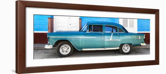 Cuba Fuerte Collection Panoramic - Old Teal Car-Philippe Hugonnard-Framed Photographic Print