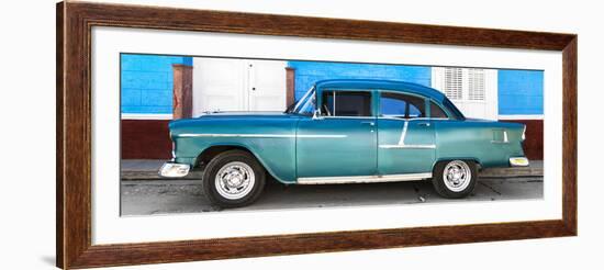 Cuba Fuerte Collection Panoramic - Old Teal Car-Philippe Hugonnard-Framed Photographic Print