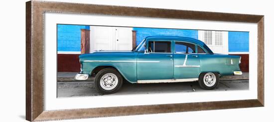 Cuba Fuerte Collection Panoramic - Old Teal Car-Philippe Hugonnard-Framed Photographic Print