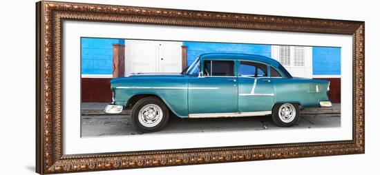 Cuba Fuerte Collection Panoramic - Old Teal Car-Philippe Hugonnard-Framed Photographic Print