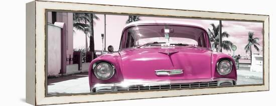 Cuba Fuerte Collection Panoramic - Pink Chevy-Philippe Hugonnard-Framed Stretched Canvas