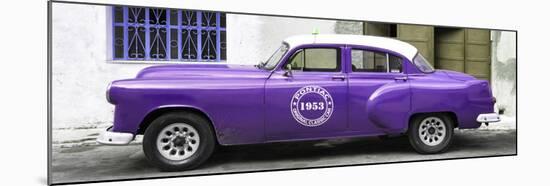 Cuba Fuerte Collection Panoramic - Purple Pontiac 1953 Original Classic Car-Philippe Hugonnard-Mounted Photographic Print