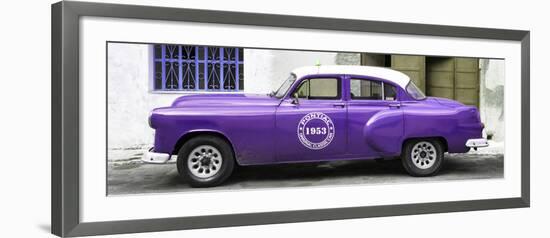 Cuba Fuerte Collection Panoramic - Purple Pontiac 1953 Original Classic Car-Philippe Hugonnard-Framed Photographic Print