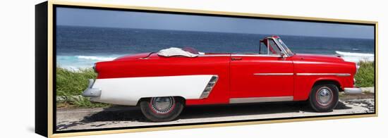 Cuba Fuerte Collection Panoramic - Red Cabriolet Car-Philippe Hugonnard-Framed Stretched Canvas