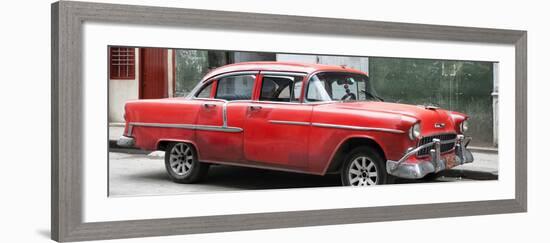 Cuba Fuerte Collection Panoramic - Red Chevy-Philippe Hugonnard-Framed Photographic Print