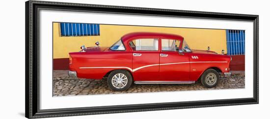 Cuba Fuerte Collection Panoramic - Red Classic Car in Trinidad-Philippe Hugonnard-Framed Photographic Print