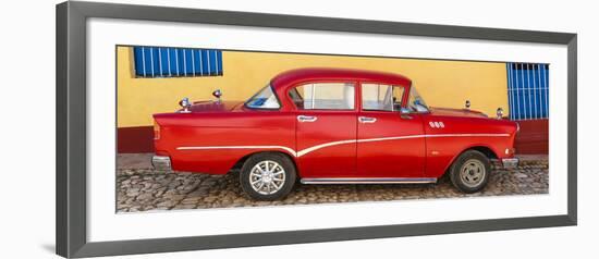 Cuba Fuerte Collection Panoramic - Red Classic Car in Trinidad-Philippe Hugonnard-Framed Photographic Print