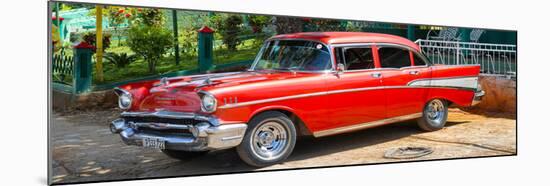 Cuba Fuerte Collection Panoramic - Red Classic Car in Vinales-Philippe Hugonnard-Mounted Photographic Print