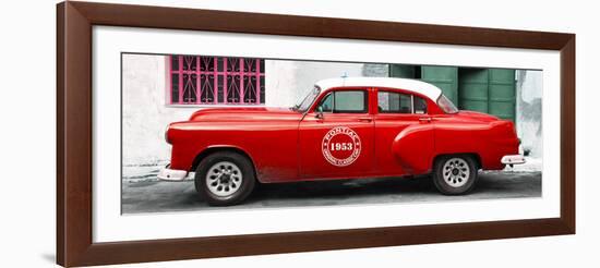 Cuba Fuerte Collection Panoramic - Red Pontiac 1953 Original Classic Car-Philippe Hugonnard-Framed Photographic Print