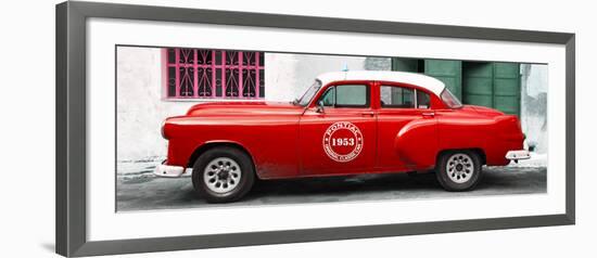 Cuba Fuerte Collection Panoramic - Red Pontiac 1953 Original Classic Car-Philippe Hugonnard-Framed Photographic Print