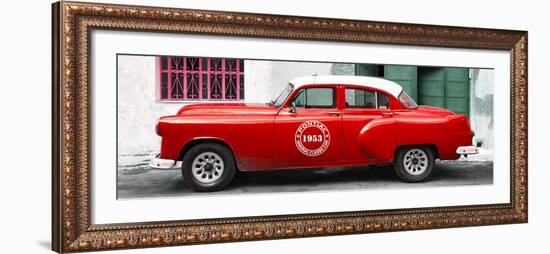 Cuba Fuerte Collection Panoramic - Red Pontiac 1953 Original Classic Car-Philippe Hugonnard-Framed Photographic Print