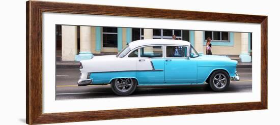 Cuba Fuerte Collection Panoramic - Skyblue Vintage Car-Philippe Hugonnard-Framed Photographic Print