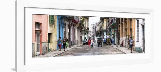 Cuba Fuerte Collection Panoramic - Street Scene in Havana II-Philippe Hugonnard-Framed Photographic Print