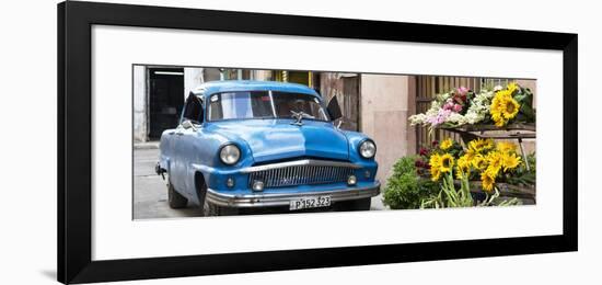 Cuba Fuerte Collection Panoramic - Sunflowers and Classic Car-Philippe Hugonnard-Framed Photographic Print