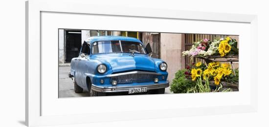 Cuba Fuerte Collection Panoramic - Sunflowers and Classic Car-Philippe Hugonnard-Framed Photographic Print