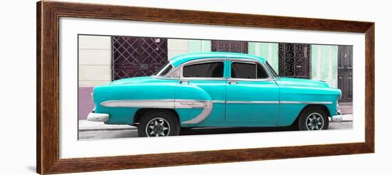 Cuba Fuerte Collection Panoramic - Turquoise Bel Air Classic Car-Philippe Hugonnard-Framed Photographic Print
