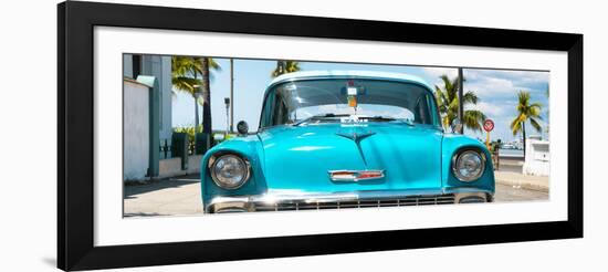 Cuba Fuerte Collection Panoramic - Turquoise Chevy-Philippe Hugonnard-Framed Photographic Print