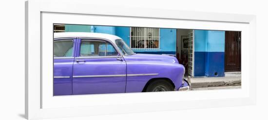 Cuba Fuerte Collection Panoramic - Vintage Purple Car of Havana-Philippe Hugonnard-Framed Photographic Print