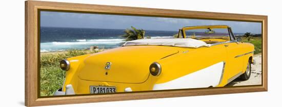 Cuba Fuerte Collection Panoramic - Yellow Cabriolet Classic Car-Philippe Hugonnard-Framed Stretched Canvas