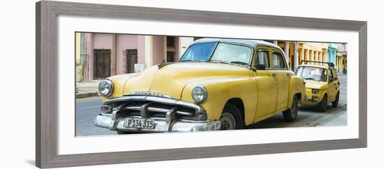 Cuba Fuerte Collection Panoramic - Yellow Classic Cars-Philippe Hugonnard-Framed Photographic Print