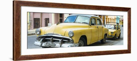 Cuba Fuerte Collection Panoramic - Yellow Classic Cars-Philippe Hugonnard-Framed Photographic Print