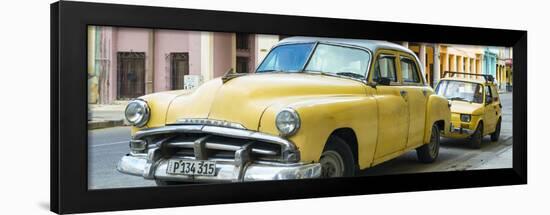 Cuba Fuerte Collection Panoramic - Yellow Classic Cars-Philippe Hugonnard-Framed Photographic Print