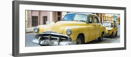 Cuba Fuerte Collection Panoramic - Yellow Classic Cars-Philippe Hugonnard-Framed Photographic Print