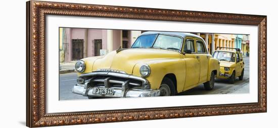 Cuba Fuerte Collection Panoramic - Yellow Classic Cars-Philippe Hugonnard-Framed Photographic Print