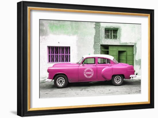 Cuba Fuerte Collection - Pink Pontiac 1953 Original Classic Car-Philippe Hugonnard-Framed Photographic Print