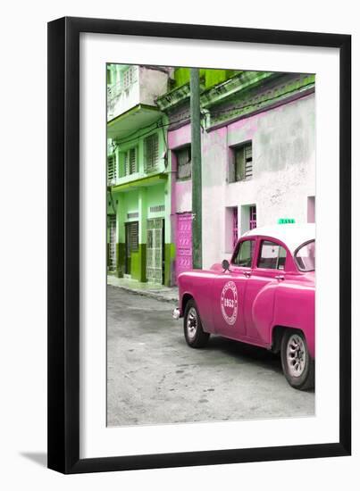 Cuba Fuerte Collection - Pink Taxi Car in Havana-Philippe Hugonnard-Framed Photographic Print