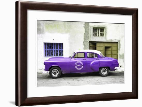 Cuba Fuerte Collection - Purple Pontiac 1953 Original Classic Car-Philippe Hugonnard-Framed Photographic Print