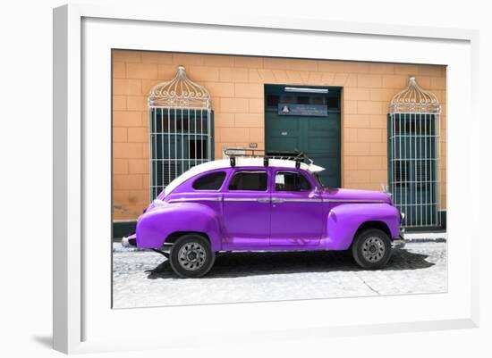 Cuba Fuerte Collection - Purple Vintage Car-Philippe Hugonnard-Framed Photographic Print