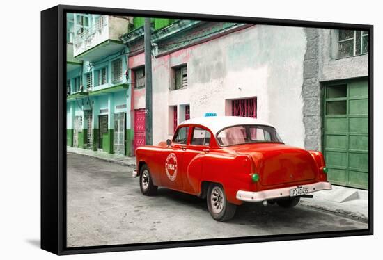 Cuba Fuerte Collection - Red Taxi Pontiac 1953-Philippe Hugonnard-Framed Stretched Canvas