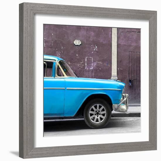 Cuba Fuerte Collection SQ - 615 Street and Blue Car-Philippe Hugonnard-Framed Photographic Print