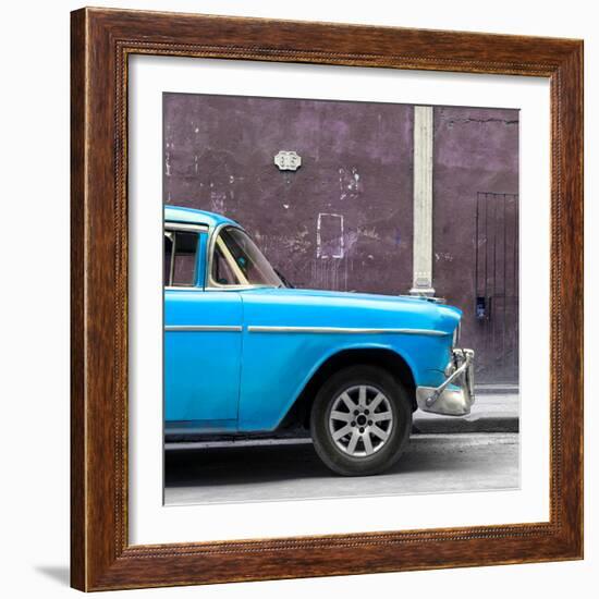 Cuba Fuerte Collection SQ - 615 Street and Blue Car-Philippe Hugonnard-Framed Photographic Print