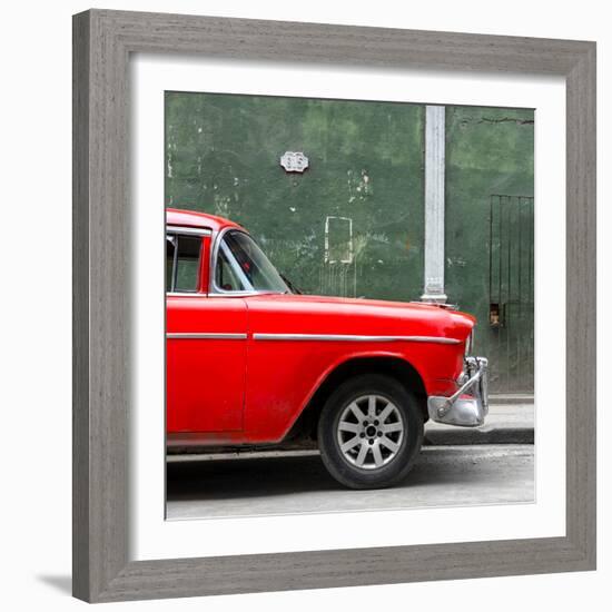 Cuba Fuerte Collection SQ - 615 Street and Red Car-Philippe Hugonnard-Framed Photographic Print