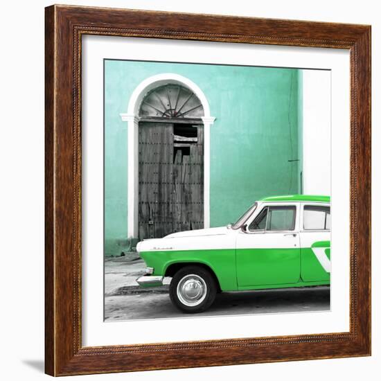 Cuba Fuerte Collection SQ - American Classic Car White and Green-Philippe Hugonnard-Framed Photographic Print