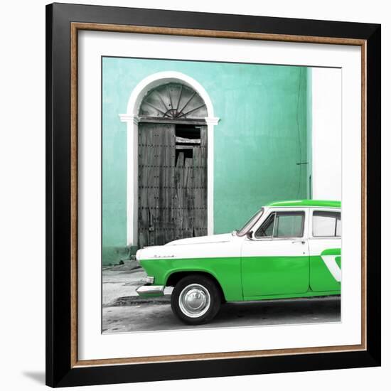 Cuba Fuerte Collection SQ - American Classic Car White and Green-Philippe Hugonnard-Framed Photographic Print