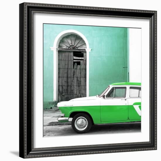 Cuba Fuerte Collection SQ - American Classic Car White and Green-Philippe Hugonnard-Framed Photographic Print