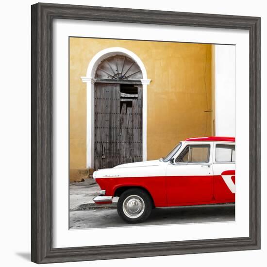 Cuba Fuerte Collection SQ - American Classic Car White and Red-Philippe Hugonnard-Framed Photographic Print