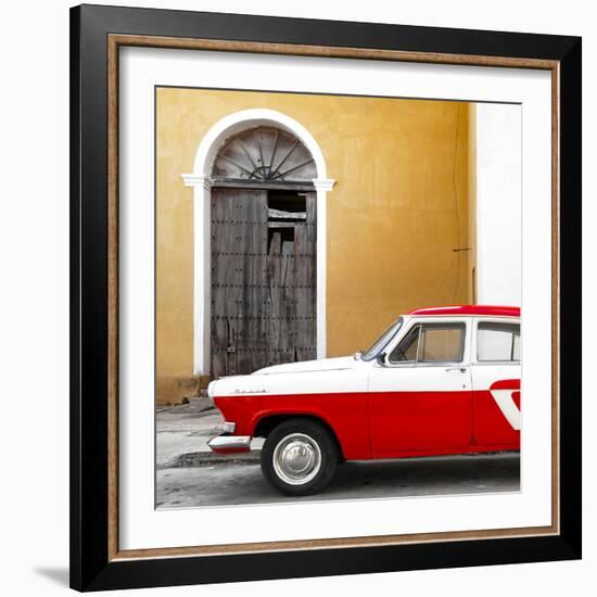 Cuba Fuerte Collection SQ - American Classic Car White and Red-Philippe Hugonnard-Framed Photographic Print