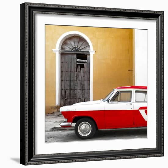 Cuba Fuerte Collection SQ - American Classic Car White and Red-Philippe Hugonnard-Framed Photographic Print