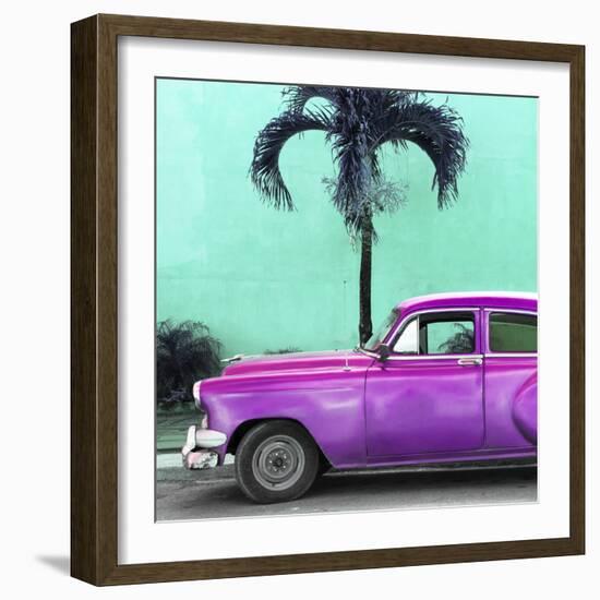 Cuba Fuerte Collection SQ - Beautiful Retro Purple Car-Philippe Hugonnard-Framed Photographic Print