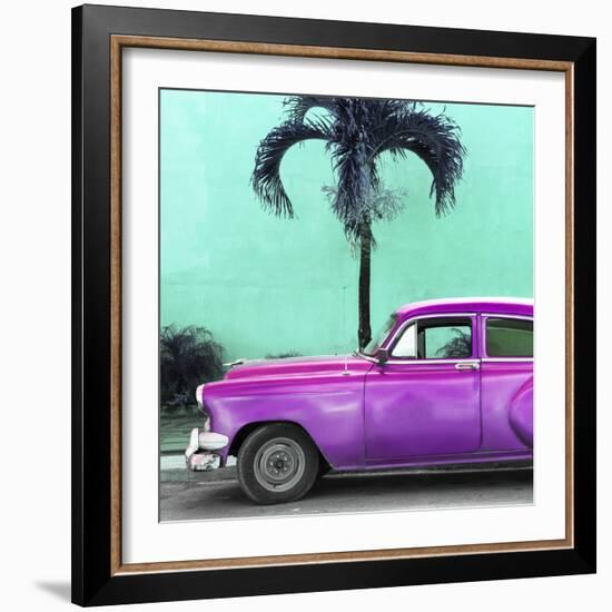 Cuba Fuerte Collection SQ - Beautiful Retro Purple Car-Philippe Hugonnard-Framed Photographic Print